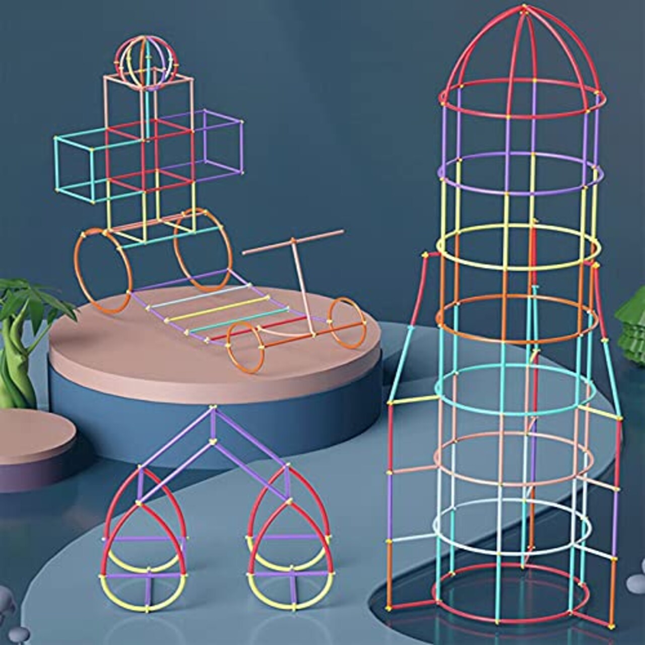 400 Pieces Straw Constructor STEM Building To Straws and Connectors Building Sets Colorful Motor Skills Interlocking Plastic Engineering Toys Best Educational Toys Boy & Girl…